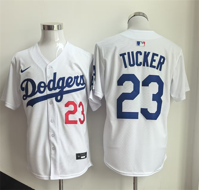 Men's Los Angeles Dodgers #23 Kyle Tucker White Home Limited Stitched Baseball Jersey