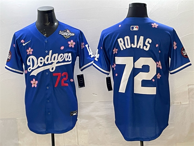 Men's Los Angeles Dodgers #72 Miguel Rojas Royal 2025 World Series Patch Tokyo Series Limited Stitched Baseball Jersey