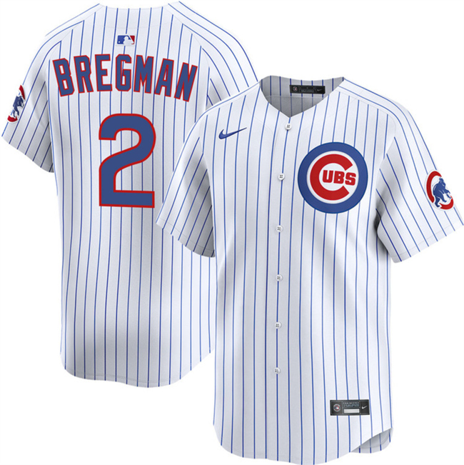Men's Chicago Cubs #2 Alex Bregman White 2026 Home Limited Stitched Baseball Jersey
