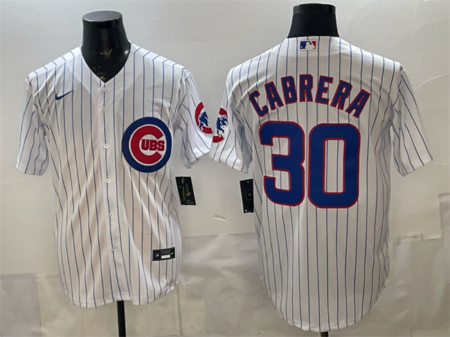 Men's Chicago Cubs #30 Edward Cabrera White 2026 Cool Base Stitched Baseball Jersey
