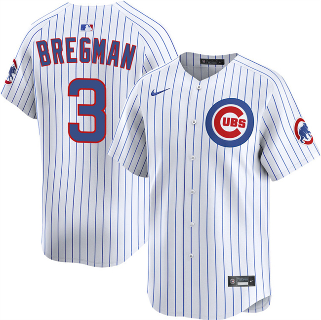 Men's Chicago Cubs #3 Alex Bregman White 2026 Home Limited Stitched Baseball Jersey