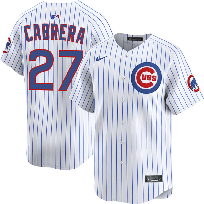 Men's Chicago Cubs #27 Edward Cabrera White 2026 Home Limited Stitched Baseball Jersey