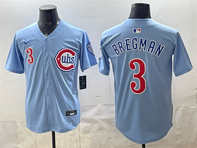 Men's Chicago Cubs #3 Alex Bregman Blue 2025 2nd Alternate Limited Stitched Baseball Jersey