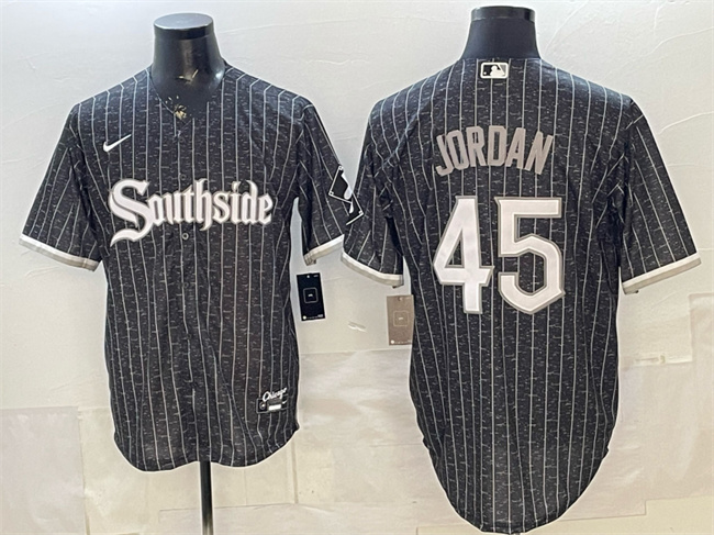 Men's Chicago White Sox #45 Michael Jordan Black 2021 City Connect Cool Base Stitched Jersey