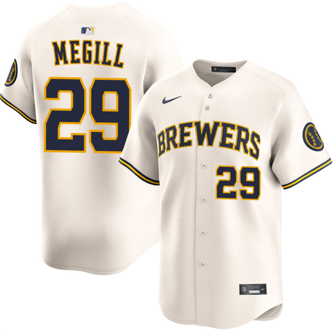Men's Milwaukee Brewers #29 Trevor Megill Cream 2025 Limited Stitched Baseball Jersey