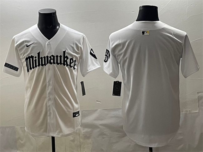Men's Milwaukee Brewers Blank White 'Gothic 414 Shadows Edition' Vapor Premier Limited Stitched Jersey