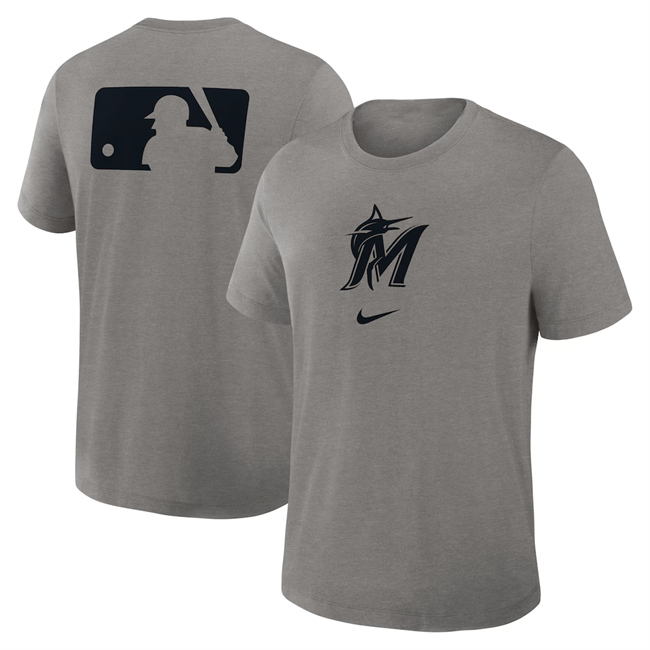 Men's Miami Marlins Grey Early Work Tri-Blend Dri-FIT T-Shirt