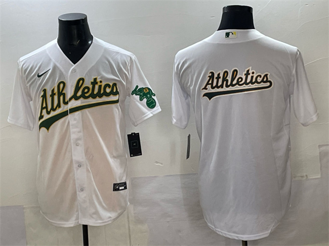 Men's Oakland Athletics Team Big Logo White Stitched Baseball   Jersey