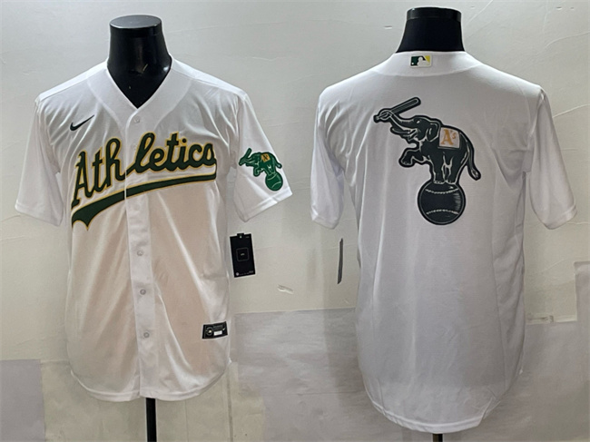 Men's Oakland Athletics Team Big Logo White Stitched Baseball  Jersey