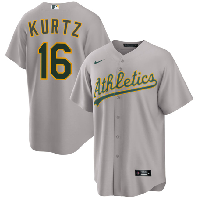Men's Oakland Athletics #16 Nick Kurtz Grey 2024 Away Limited Stitched Jersey