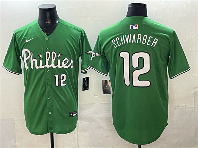 Men's Philadelphia Phillies #12 Kyle Schwarber Green Limited Stitched Jersey