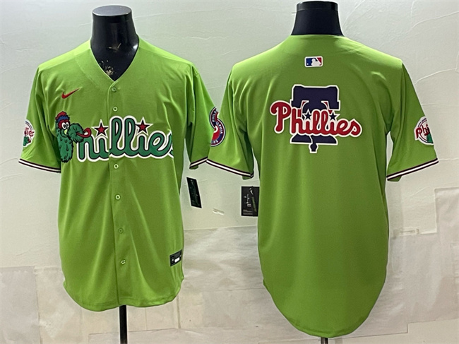 Men's Philadelphia Phillies Team Big Logo Light Green Phanatic Limited Stitched Jersey