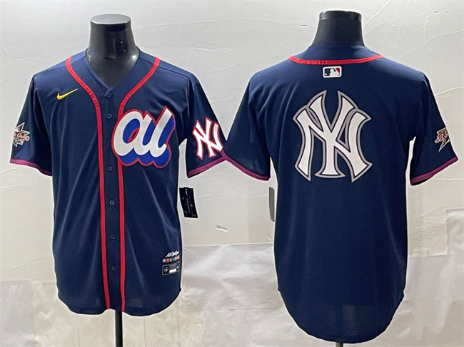 Men's American League New York Yankees Team Big Logo Navy 2025 All-Star Edition Limited Stitched Baseball Jersey 001
