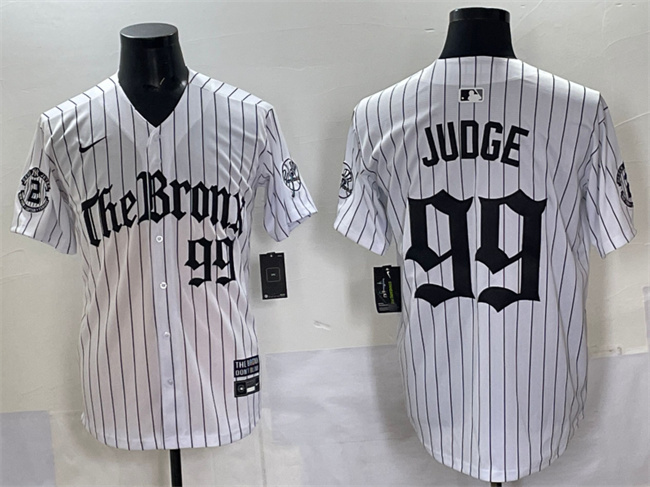 Men's New York Yankees #99 Aaron Judge White Pinstripe 'Gothic Legacy Edition' Vapor Premier Limited Stitched Baseball Jersey