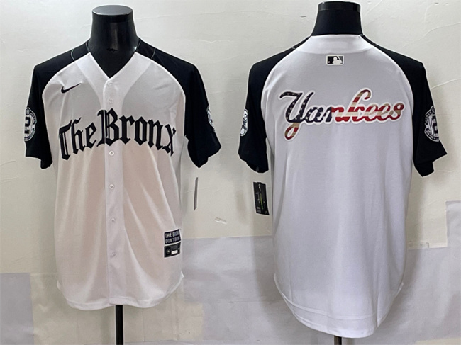 Men's New York Yankees Team Big Logo White Black 'Gothic Legacy Edition' Vapor Premier Limited Stitched Baseball Jersey 003