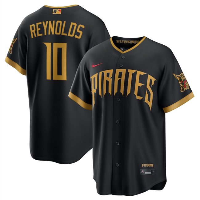 Men's Pittsburgh Pirates #10 Bryan Reynolds Black 2026 City Connect Stadium Stitched Baseball Jersey
