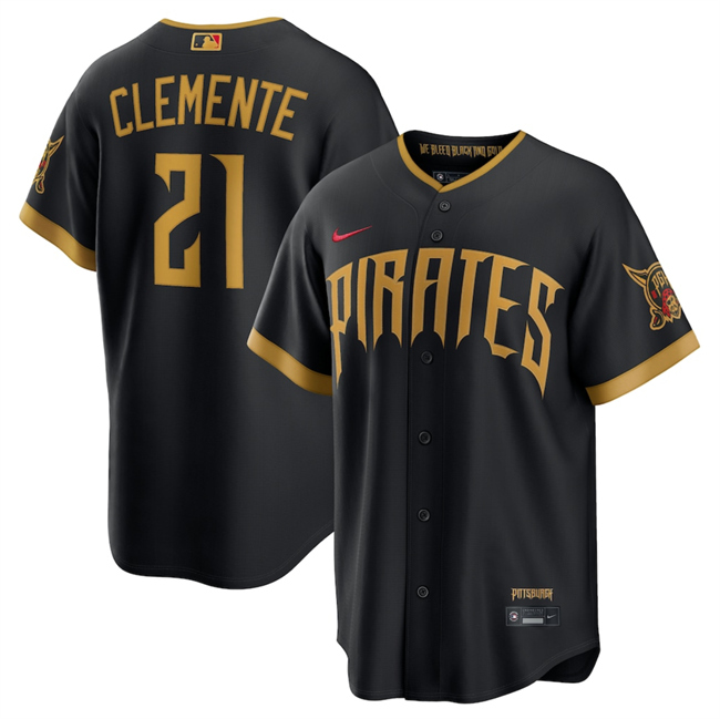 Men's Pittsburgh Pirates #21 Roberto Clemente Black 2026 City Connect Stadium Stitched Baseball Jersey