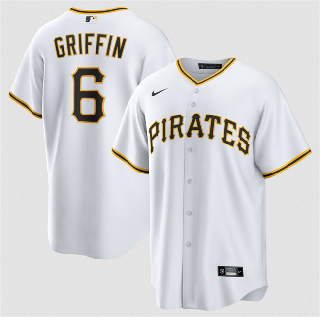 Men's Pittsburgh Pirates #6 Konnor Griffin White Cool Base Stitched Baseball Jersey