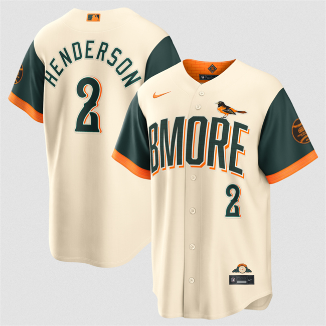Men's Baltimore Orioles #2 Gunnar Henderson Natural 2026 City Connect Stadium Stitched Baseball Jersey