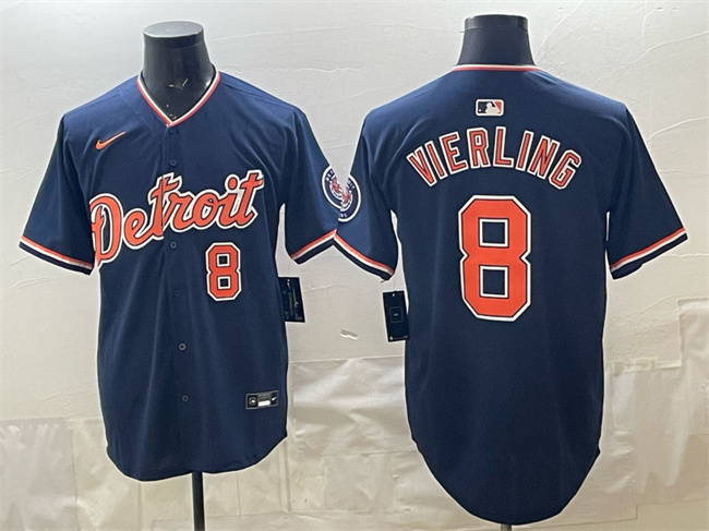 Men's Detroit Tigers #8 Matt Vierling Navy 2026 Alternate Vapor Premier Limited Stitched Baseball Jersey