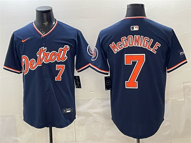 Men's Detroit Tigers #7 Kevin McGonigle Navy 2026 Alternate Vapor Premier Limited Stitched Baseball Jersey