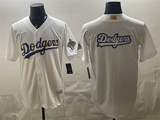 Men's Los Angeles Dodgers Team Big Logo White 2026 Gold Collection Stadium Stitched Baseball   Jersey