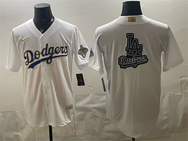Men's Los Angeles Dodgers Team Big Logo White 2026 Gold Collection Stadium Stitched Baseball  Jersey
