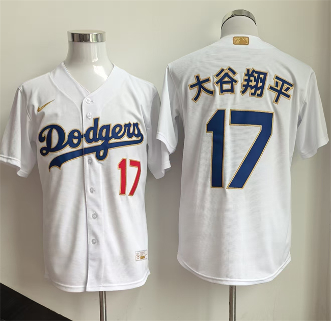 Men's Los Angeles Dodgers #17 大谷翔平 White 2026 Gold Collection Stadium Stitched Baseball Jersey
