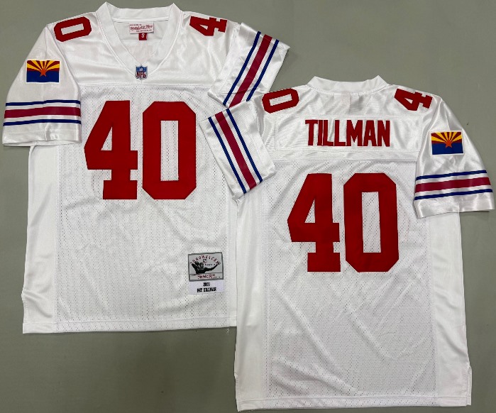 Mens Arizona Cardinals Retired Player #40 Pat Tillman Mitchell & Ness 2000 White Vintage Jersey