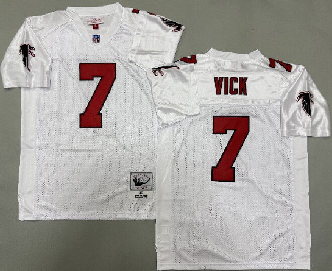 Men's Atlanta Falcons #7 Michael Vick White Throwback Jersey