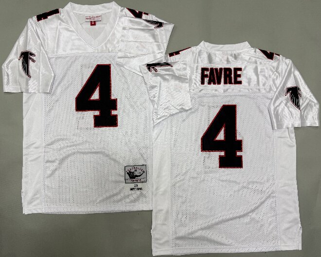 Men's Atlanta Falcons #4 Brett Favre 1991 White Black Throwback Jersey