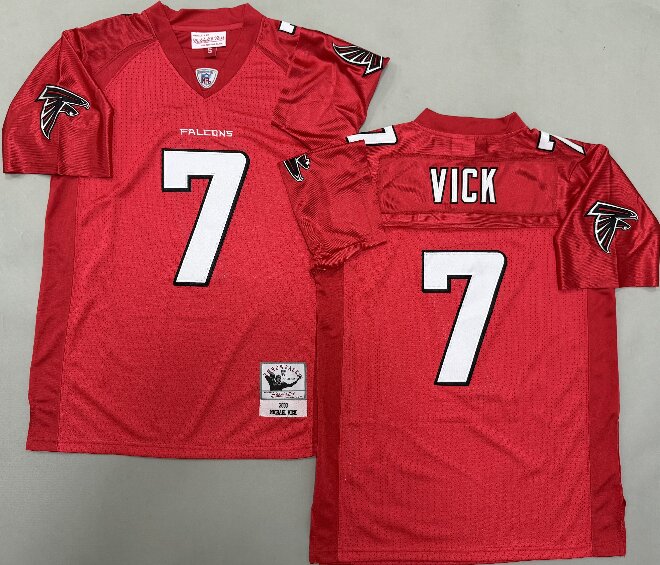 Men's Atlanta Falcons #7 Michael Vick 2003 Red Throwback Jersey