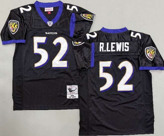 Men's Baltimore Ravens #52 Ray Lewis Mitchell & Ness 2004 Authentic Retired Player Jersey - Black