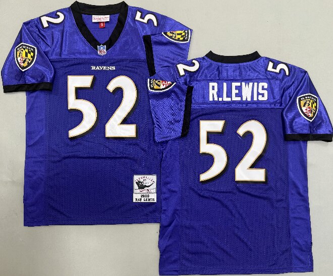 Men's Baltimore Ravens #52 Ray Lewis Mitchell & Ness 2004 Authentic Retired Player Jersey -Purple
