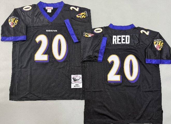Men's Baltimore Ravens #20 Ed Reed Mitchell & Ness 2004 Authentic Retired Player Jersey - Black
