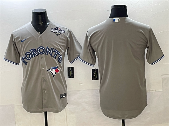 Men's Toronto Blue Jays Blank Grey 2025 World Series Cool Base Stitched Baseball Jersey