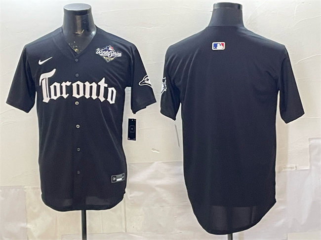 Men's Toronto Blue Jays Blank Black 2025 World Series Gothic North Edition Limited Stitched Baseball Jersey