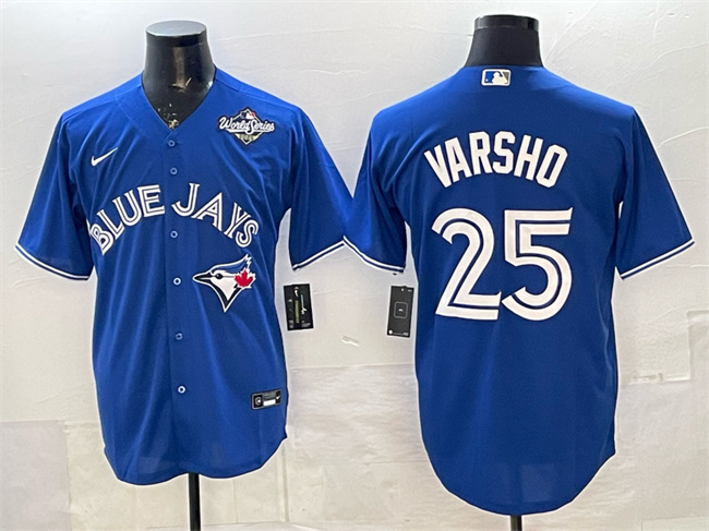 Men's Toronto Blue Jays #25 Daulton Varsho Royal 2025 World Series Home Cool Base Stitched Baseball Jersey