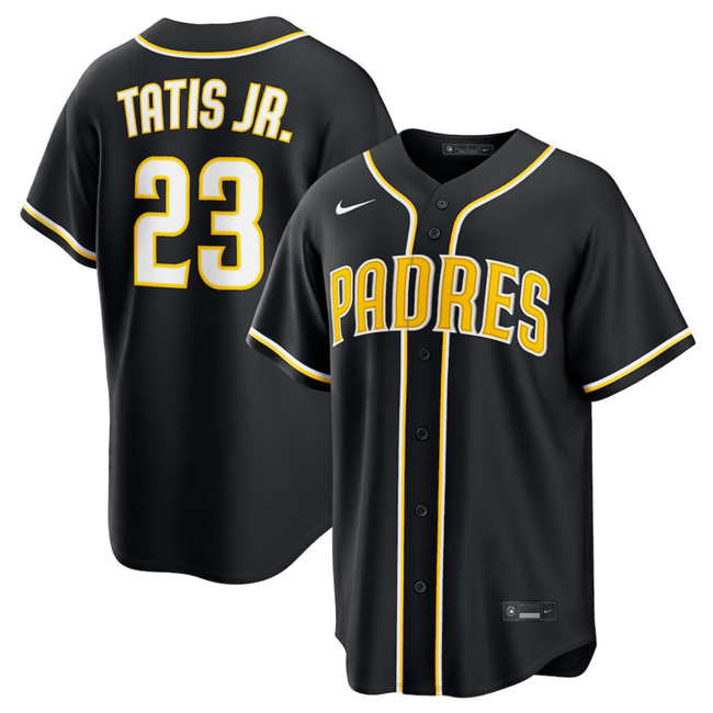 Men's San Diego Padres #23 Fernando Tatis Jr. 2026 Fashion Replica Black Out Stitched Baseball Jersey