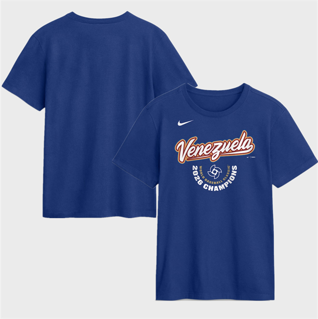 Men's Venezuela Baseball Royal 2026 World Baseball Classic Champions Arched Logo T-Shirt