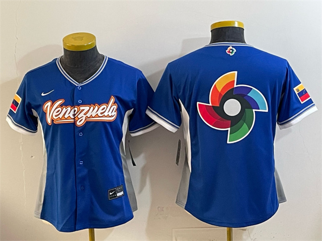Youth Venezuela Baseball Royal 2026 World Baseball Classic Big Logo Road Stadium Stitched Baseball Jersey