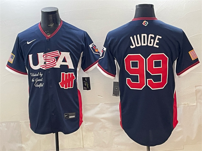 Men's USA Baseball X Undefeated #99 Aaron Judge Navy 2026 World Baseball Classic Stadium Stitched Jersey