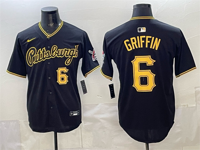 Men's Pittsburgh Pirates #6 Konnor Griffin Black Limited Stitched Baseball Jersey
