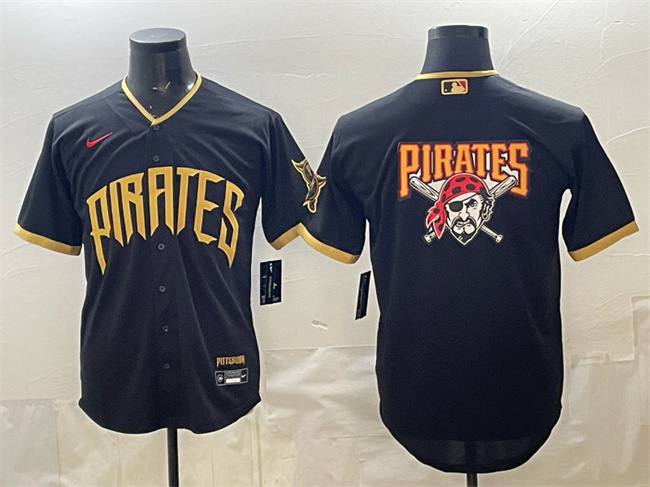 Men's Pittsburgh Pirates Team Big Logo Black 2026 City Connect Stadium Stitched Baseball Jersey