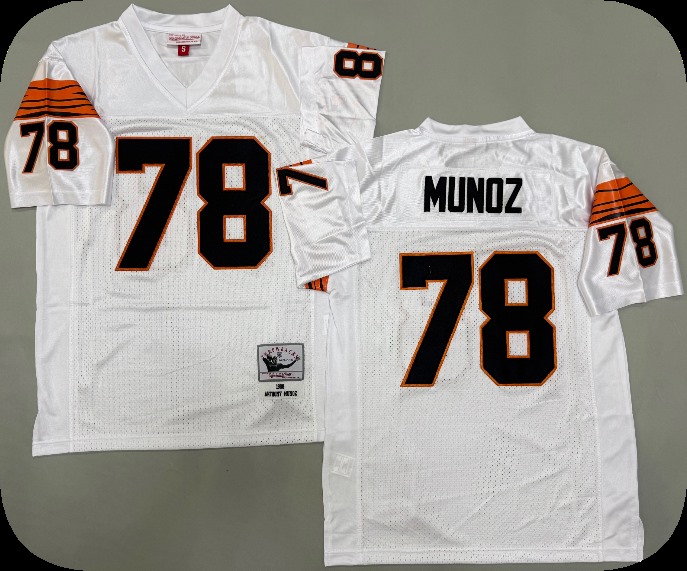 Mens Cincinnati Bengals #78 Anthony Munoz 1989 White Throwback Jersey