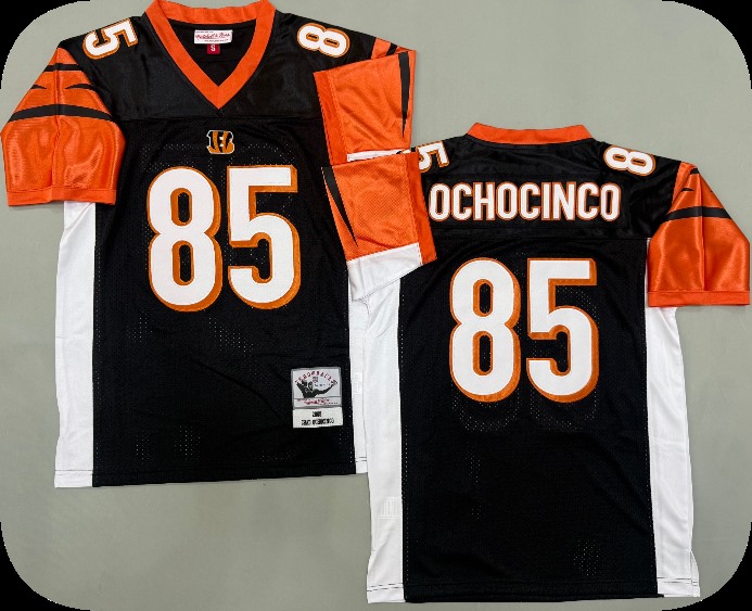 Mens Cincinnati Bengals #85 Chad Ochocinco 2005 Black Mitchell & Ness Throwback Jersey