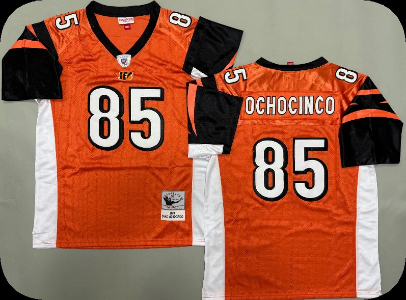 Mens Cincinnati Bengals #85 Chad Ochocinco 2005 Orange Mitchell & Ness Throwback Jersey