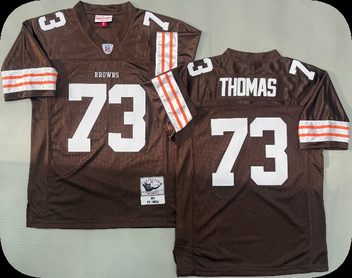 Mens Cleveland Browns #73 Joe Thomas 2007 Brown Throwback Jersey