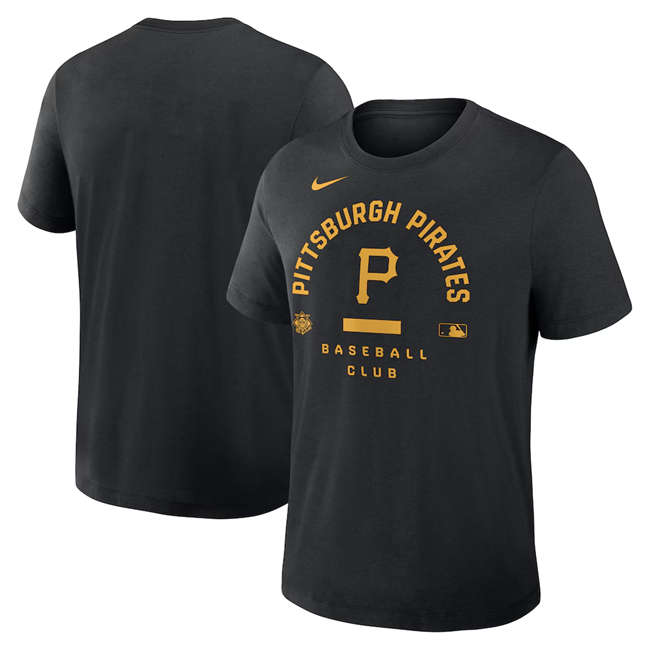 Men's Pittsburgh Pirates Black Collection Early Work Tri-Blend Dri-FIT T-Shirt