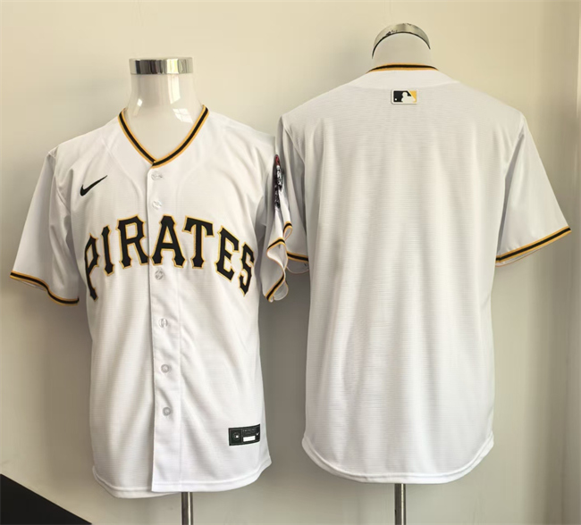 Men's Pittsburgh Pirates Blank White Limited Stitched Baseball Jersey